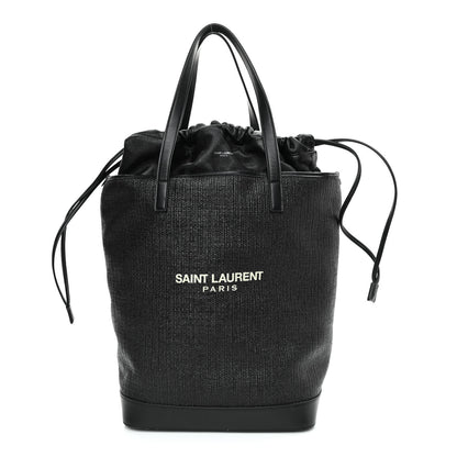 Saint Laurent Linen Canvas Teddy Shopping Bag Black 3 of 9
