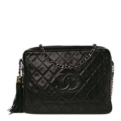 Chanel Lambskin Quilted CC Tassel Camera Case Black 1 of 14