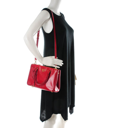 Prada Saffiano Vernice Mini Galleria Double Zip Tote Rosso 2 of 15