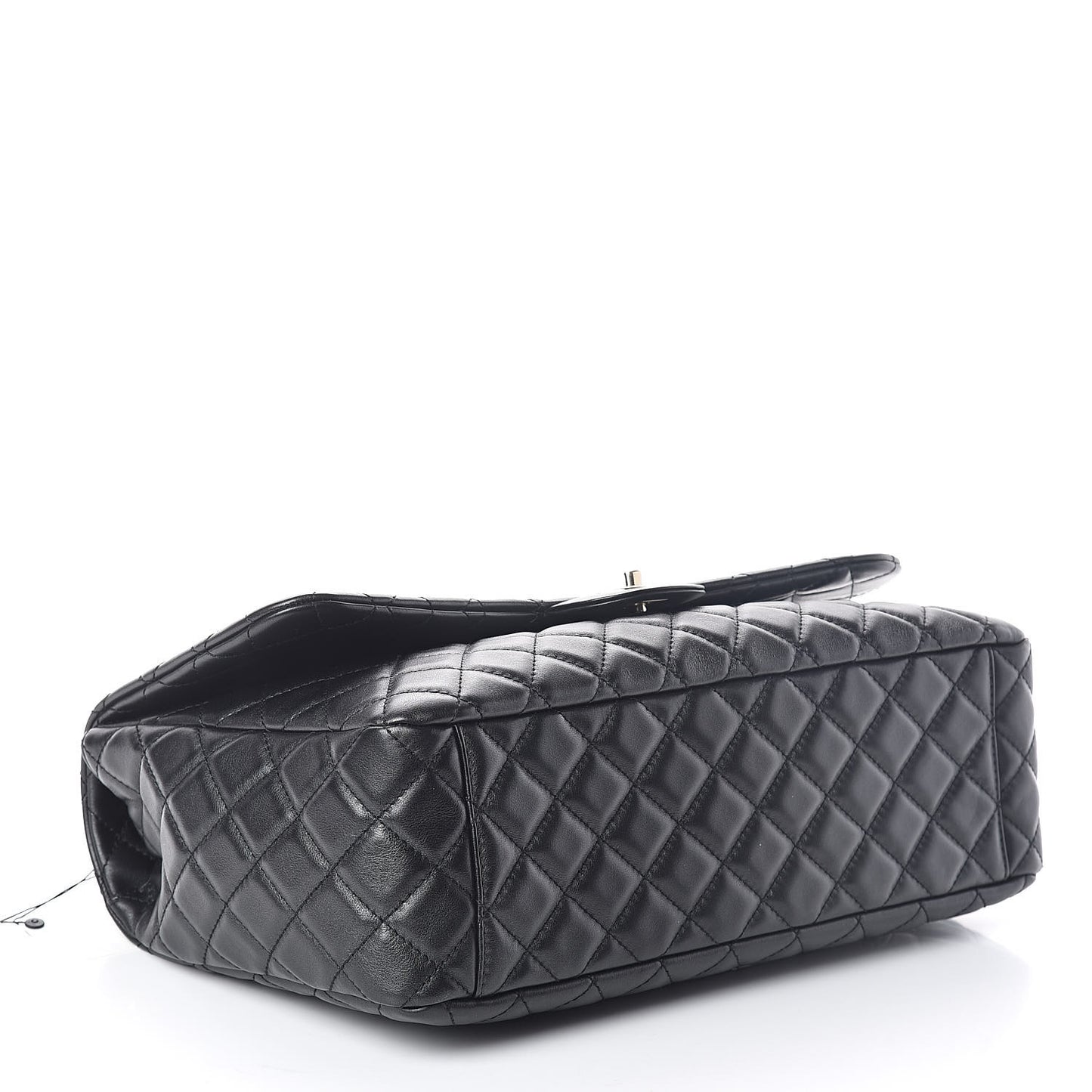 Metallized Calfskin Quilted Small XXL Travel Flap Bag Black
