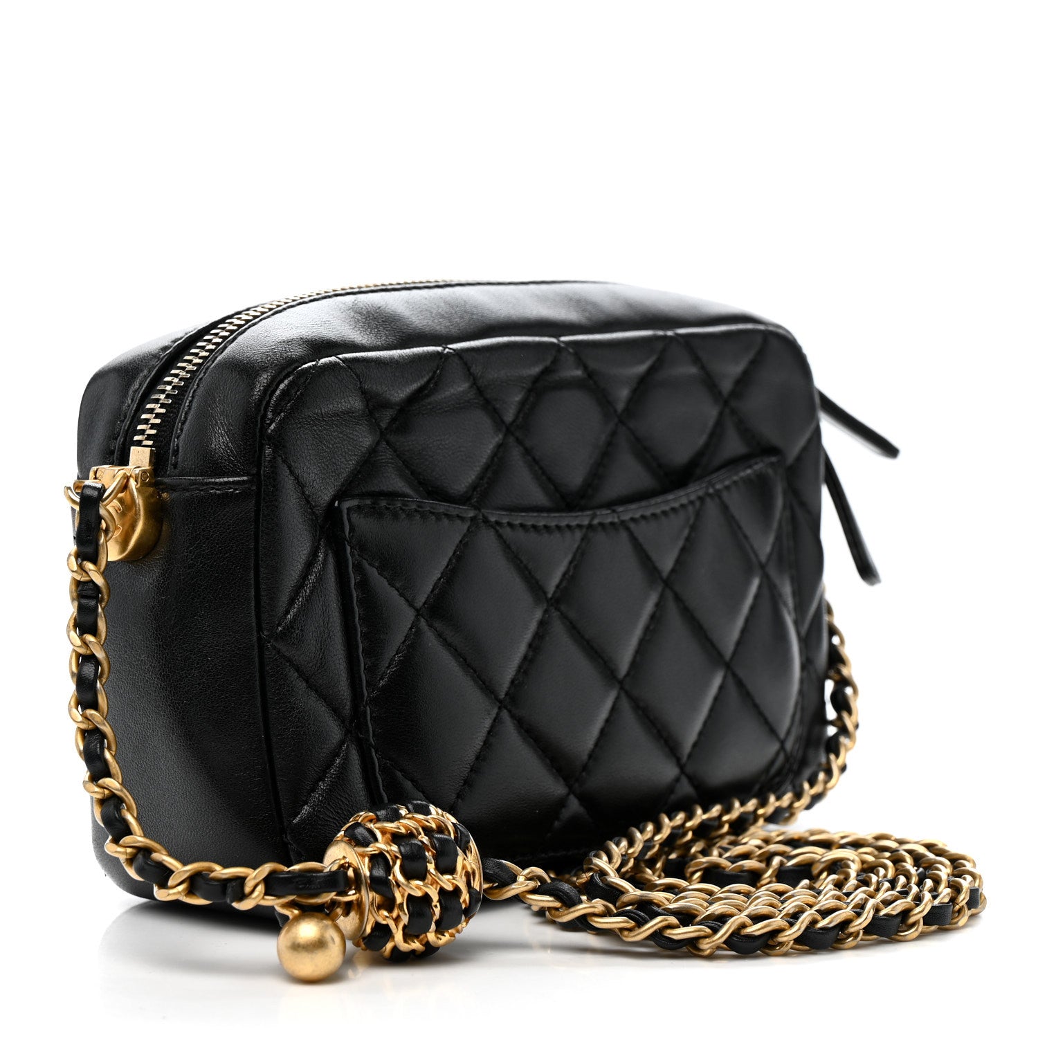 Chanel Lambskin Quilted CC Pearl Crush Camera Case Black 2 of 13