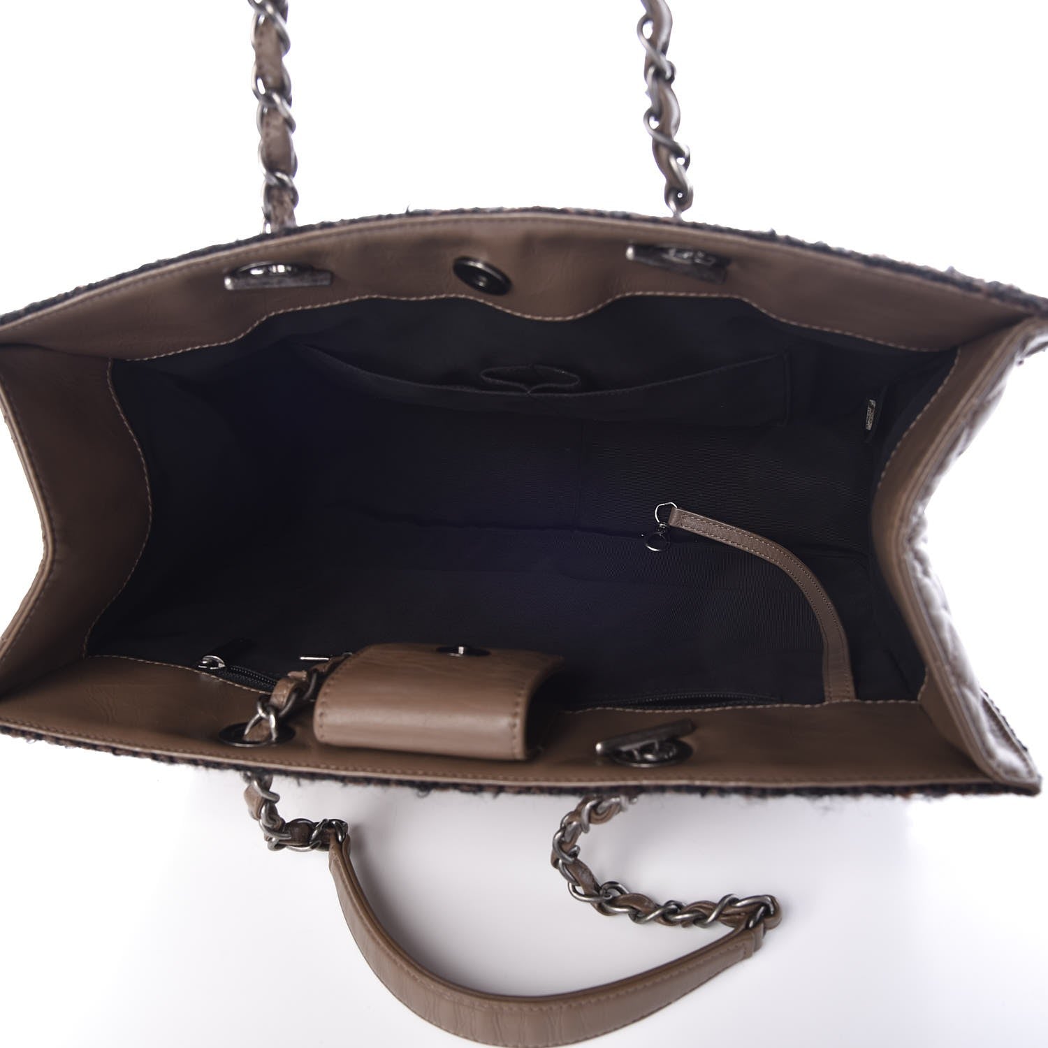 Chanel Aged Calfskin Tweed Medium Secrets Tote Taupe 5 of 7