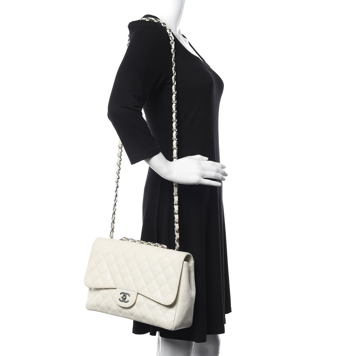 Caviar Quilted Jumbo Single Flap White