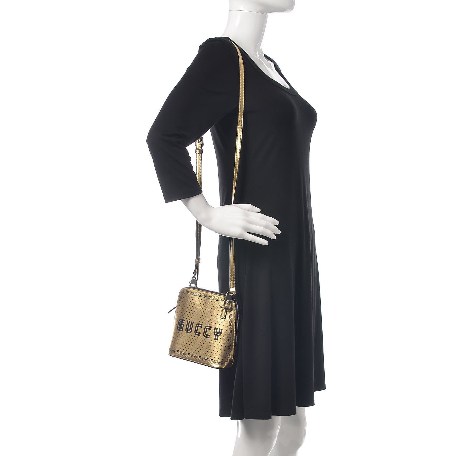 Gucci X SEGA Calfskin GUCCY Stars Mini Dome Shoulder Bag Gold 2 of 10