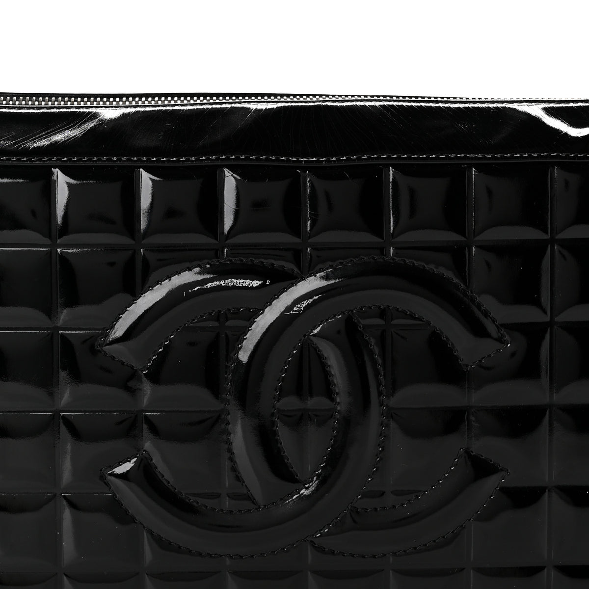 Chanel Patent Chocolate Bar Quilted Shoulder Bag Black 8 of 11