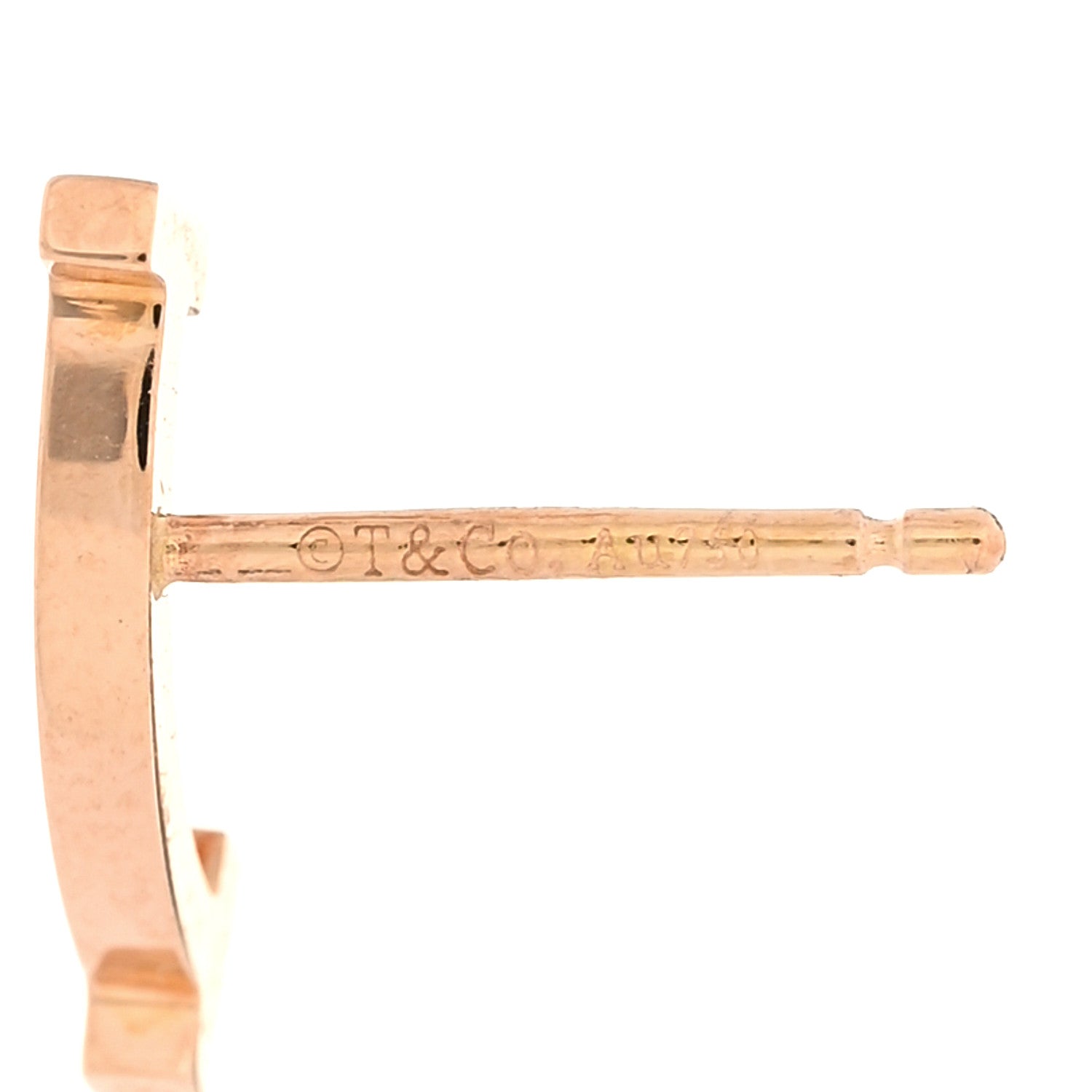Tiffany 18K Rose Gold T Smile Stud Earrings 4 of 4