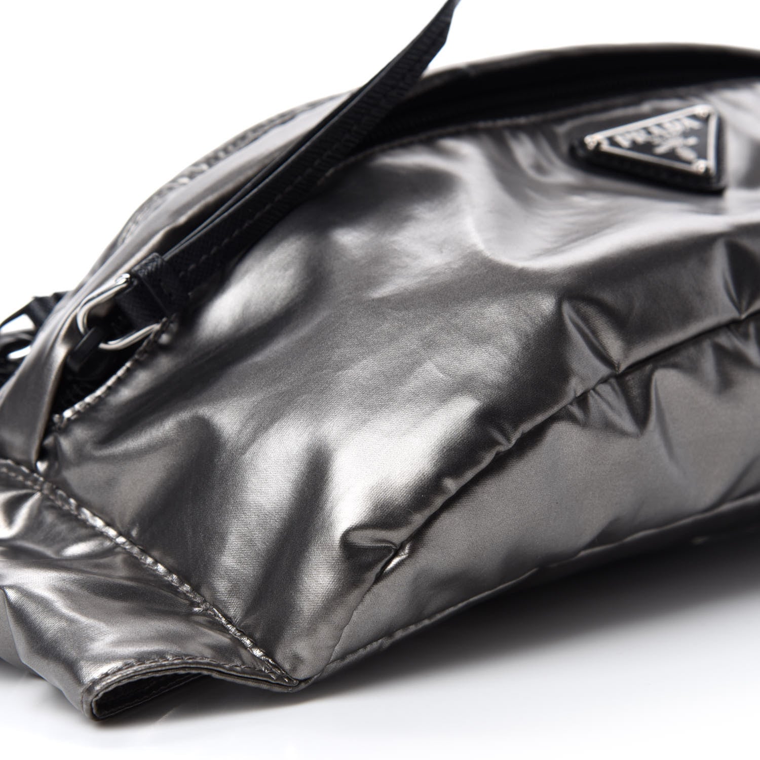 Prada Metallic Tessuto Nylon Metal Belt Bag Ferro 7 of 11
