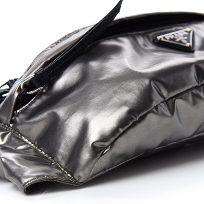 Prada Metallic Tessuto Nylon Metal Belt Bag Ferro 7 of 11