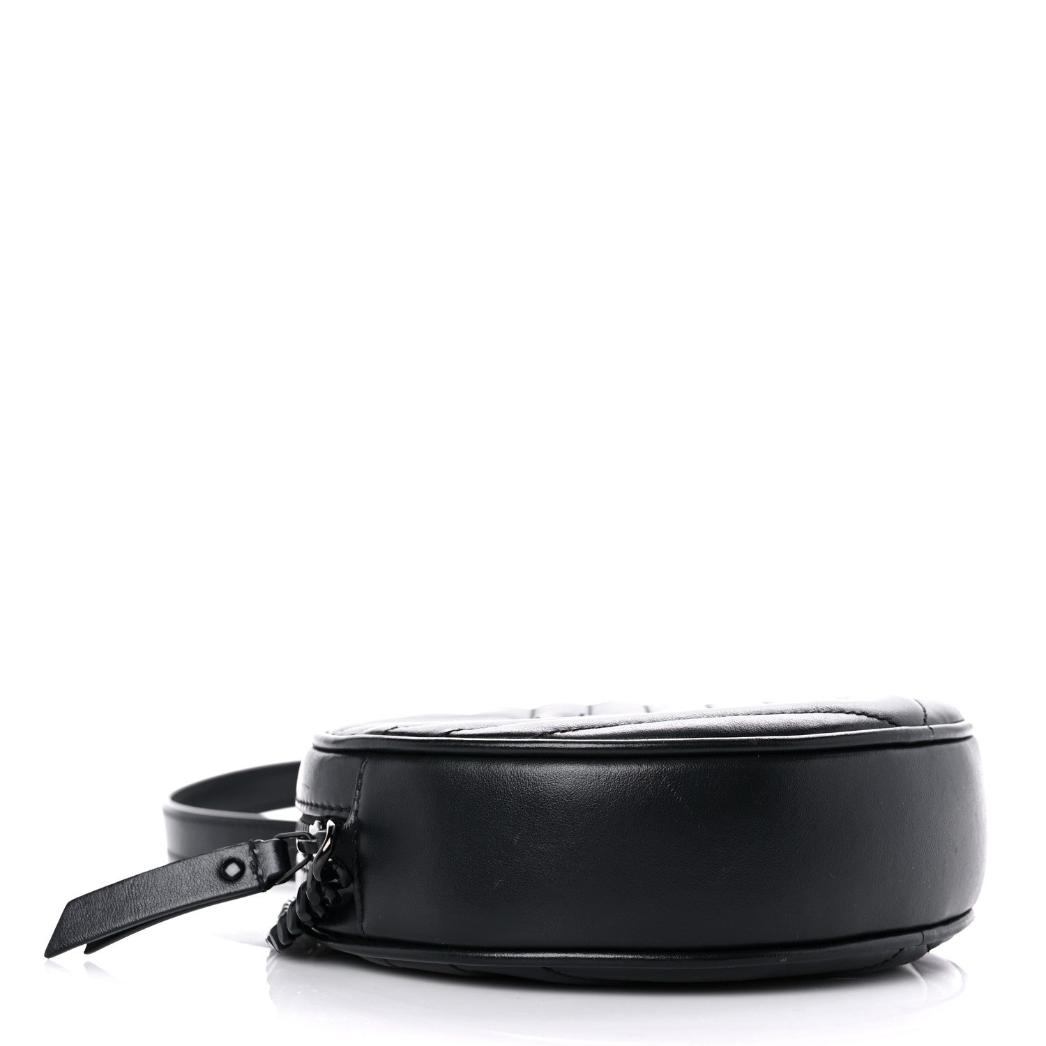 Saint Laurent Calfskin Matelasse Chevron Round Vinyle Camera Bag Black 4 of 12