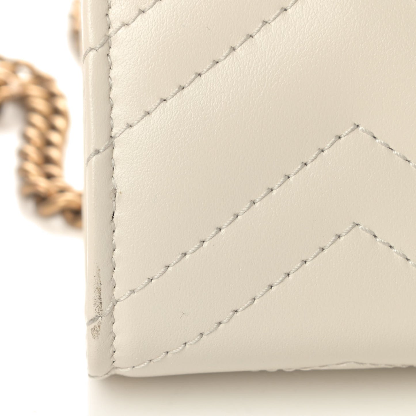 Calfskin Matelasse GG Marmont Chain Wallet Mystic White