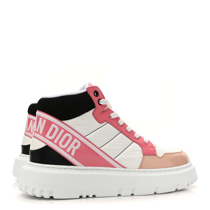 Christian Dior Nylon Calfskin Womens D-Player High Top Sneakers 39 Pink 5 of 10