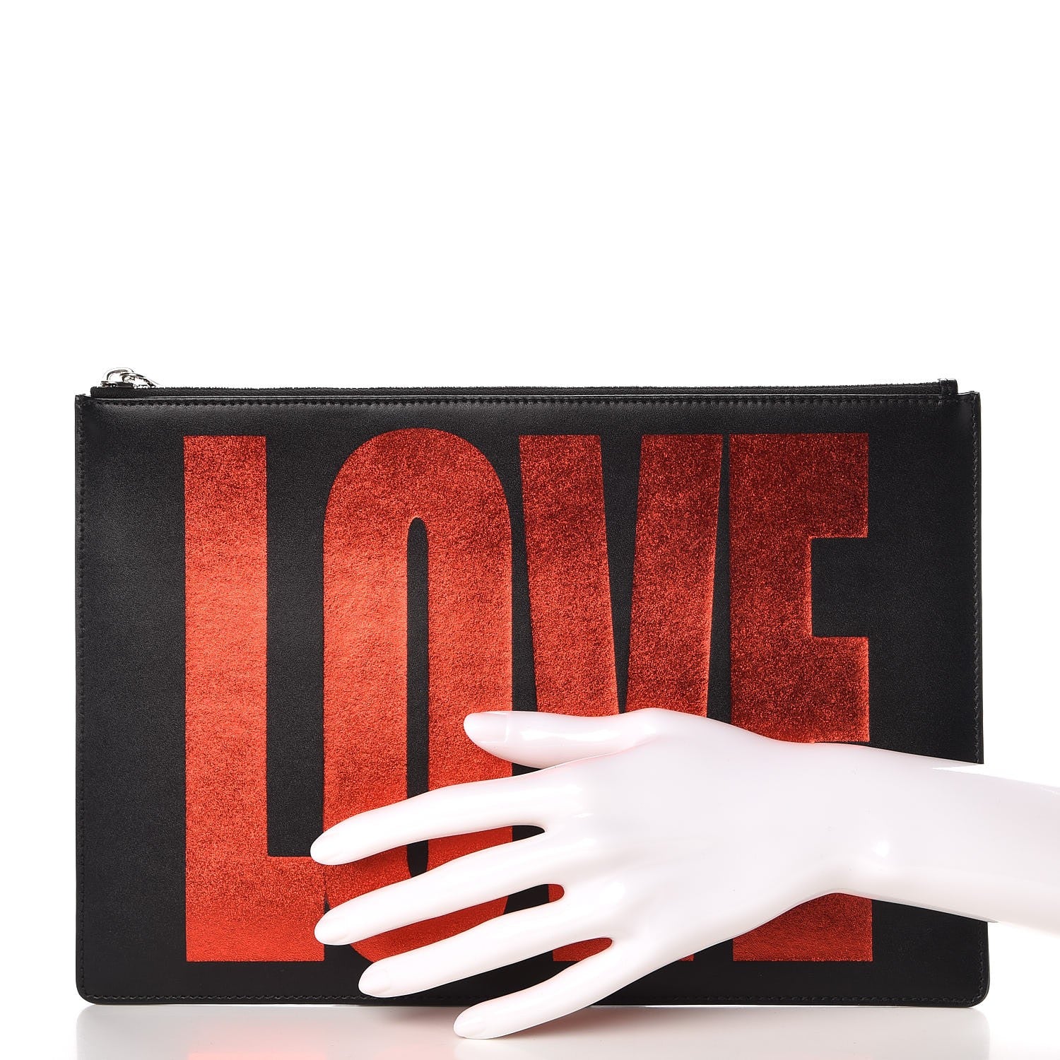 Givenchy Calfskin Love Print Medium Flat Pouch Black 2 of 9