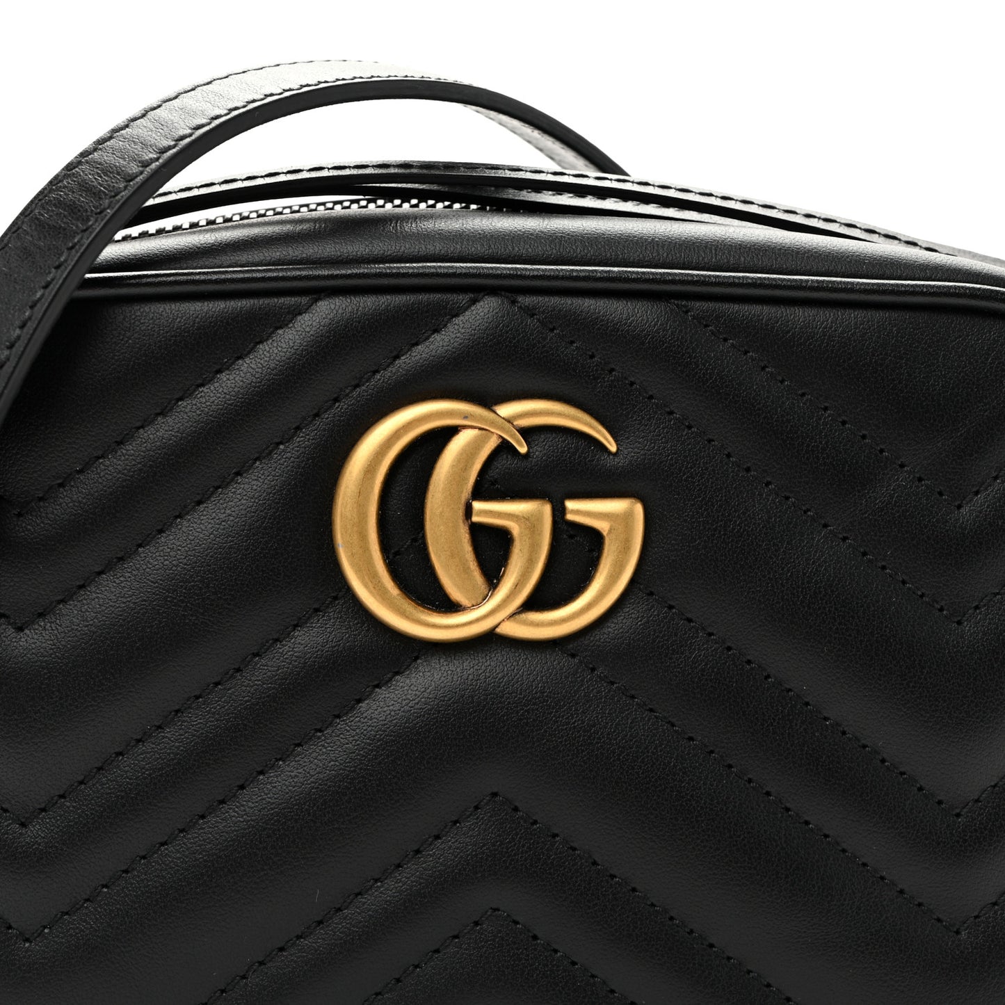 Calfskin Matelasse Mini GG Marmont Chain Shoulder Bag Black