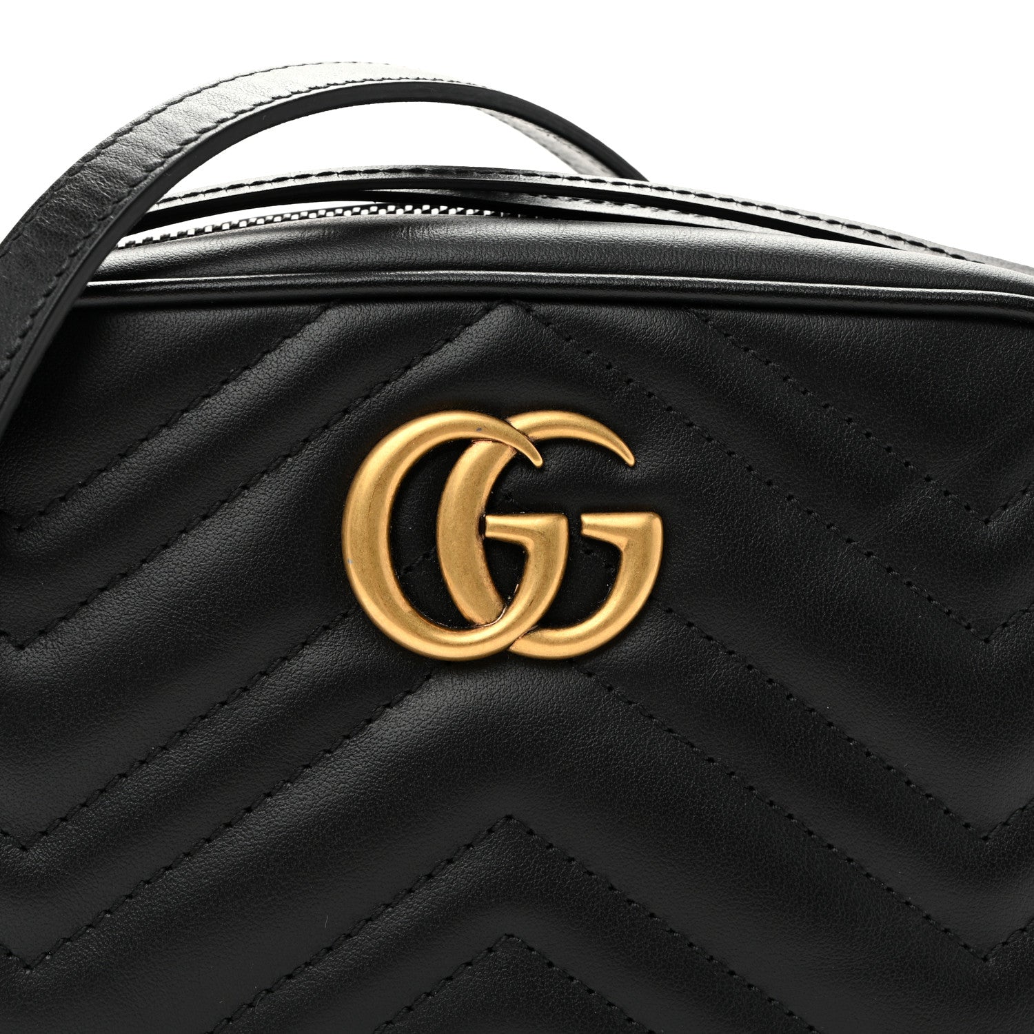 Gucci Calfskin Matelasse Mini GG Marmont Chain Shoulder Bag Black 8 of 10