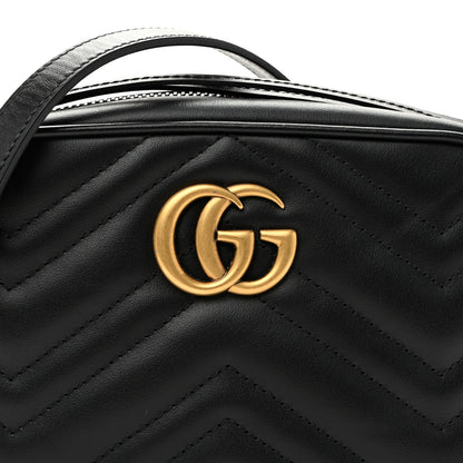 Gucci Calfskin Matelasse Mini GG Marmont Chain Shoulder Bag Black 8 of 10