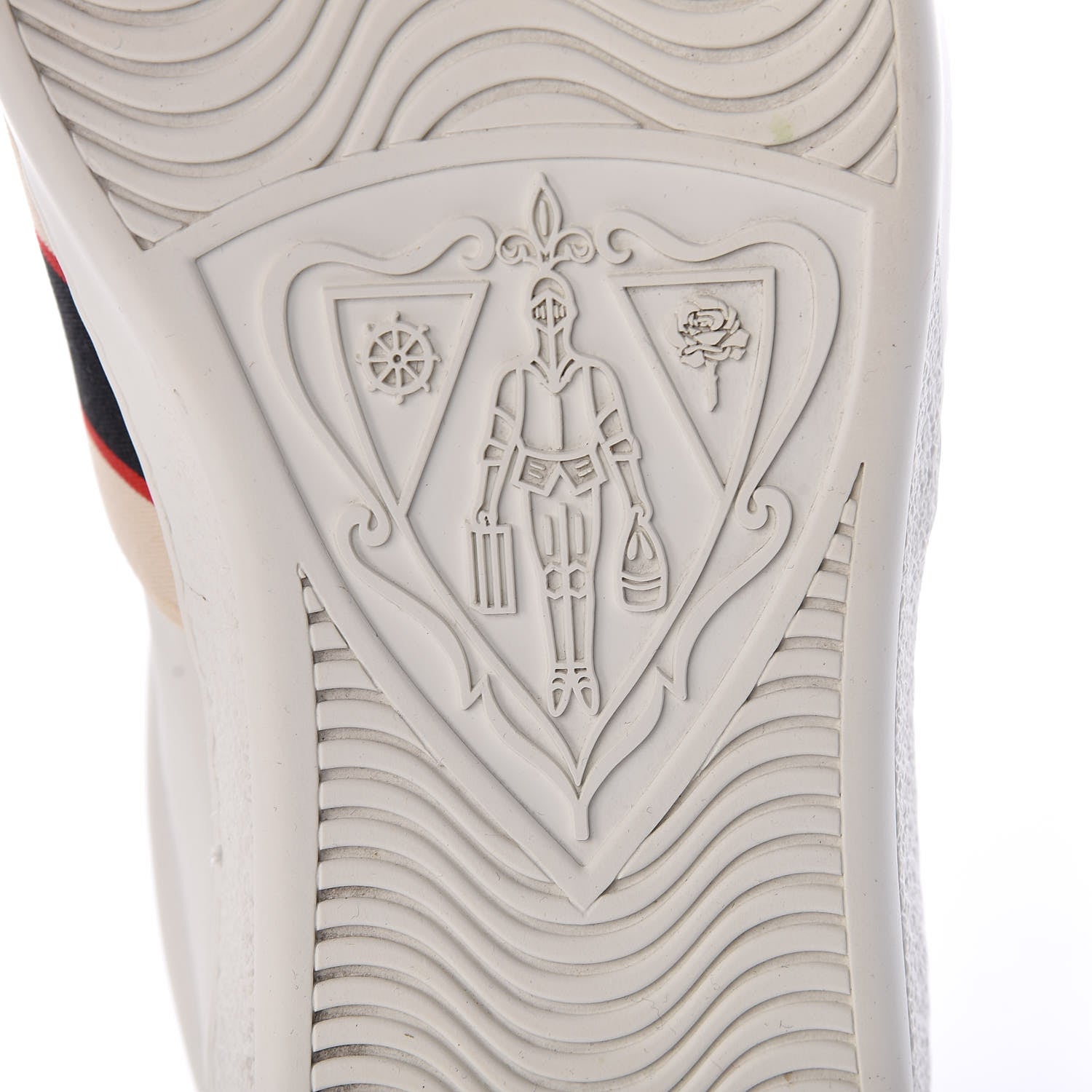 Gucci Calfskin Stripe Mens New Ace Sneakers 8 White Ecru Red Flame 8 of 22