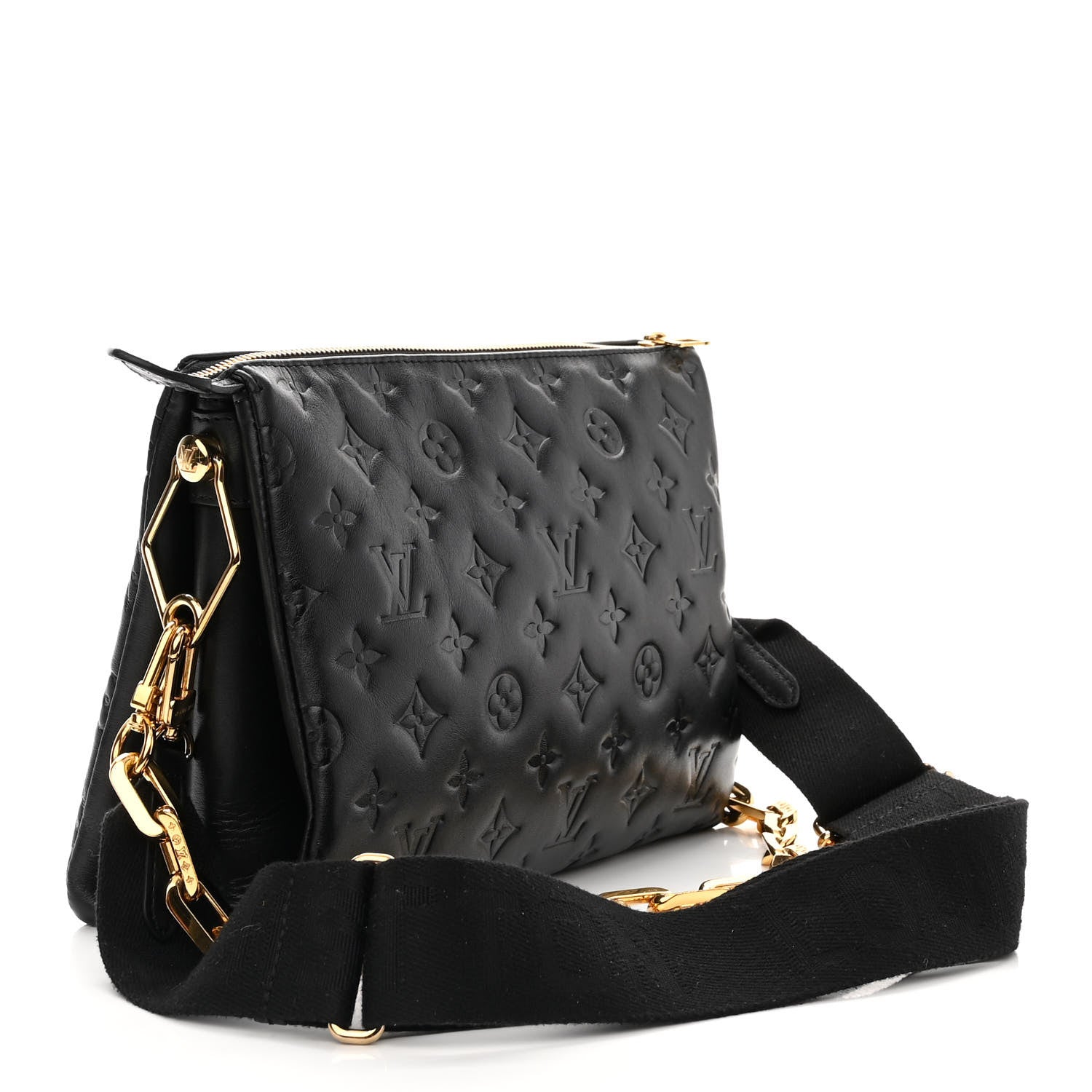 Louis Vuitton Lambskin Embossed Monogram Coussin PM Black 3 of 9