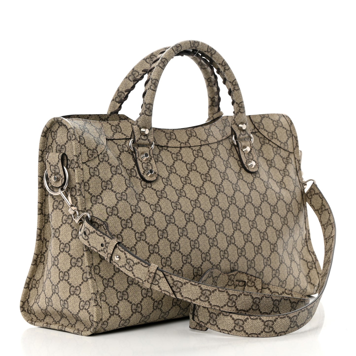 X GUCCI GG Supreme Monogram Neo Classic Silver Hardware City Beige Ebony