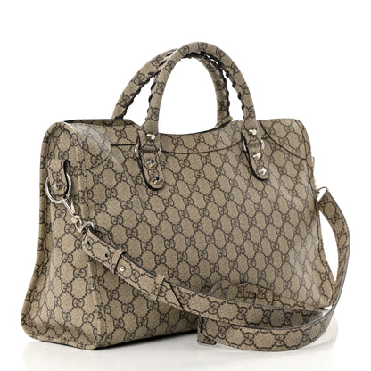 Balenciaga X GUCCI GG Supreme Monogram Neo Classic Silver Hardware City Beige Ebony 3 of 13