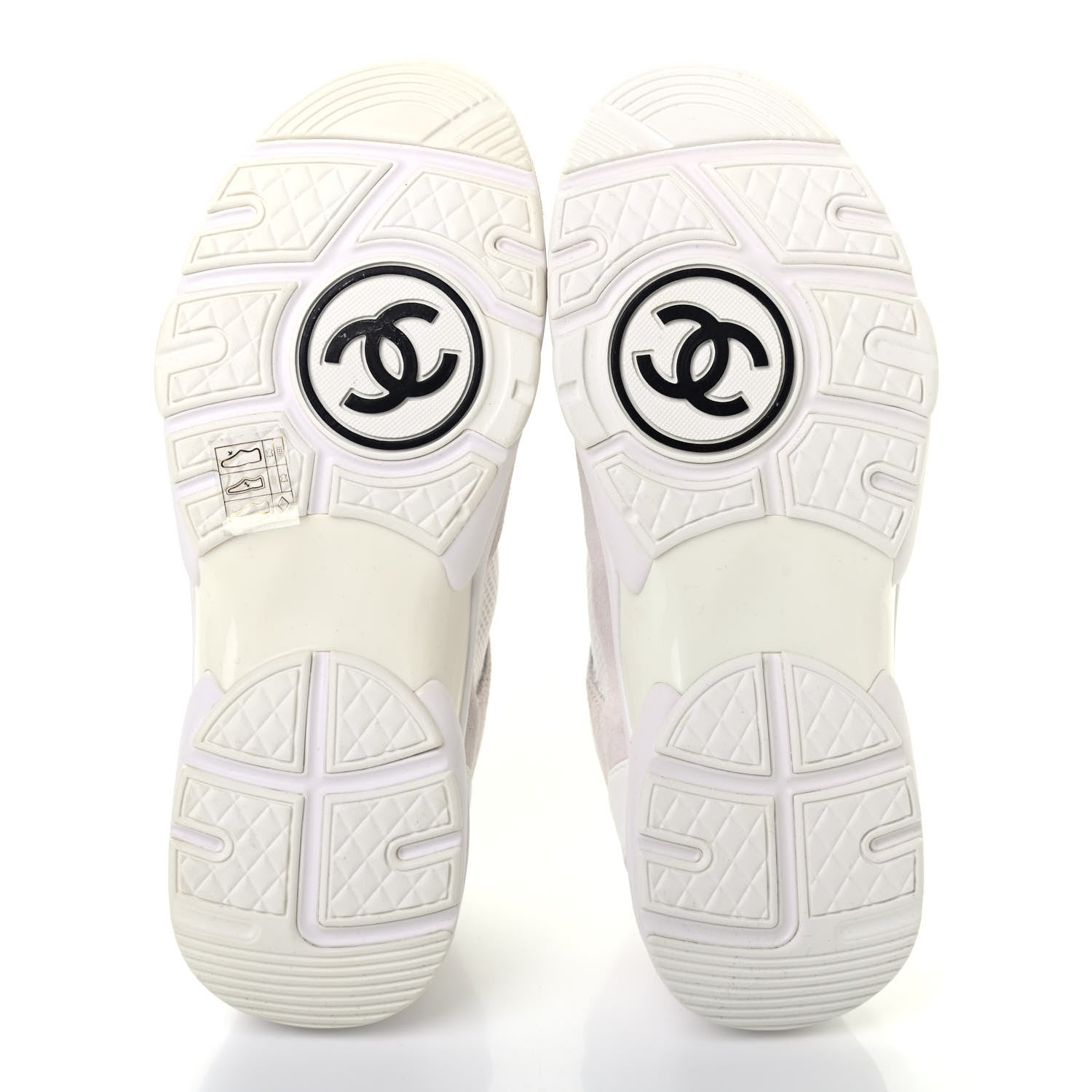 Chanel Suede Calfskin CC Sneakers 37 White Grey 5 of 9