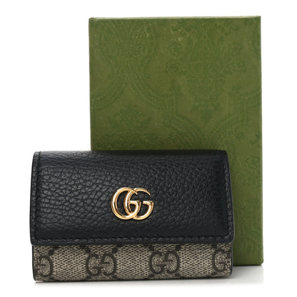 Gucci Dollar Calfskin GG Supreme Monogram GG Marmont 6 Key Holder Case Black Beige Ebony 7 of 7