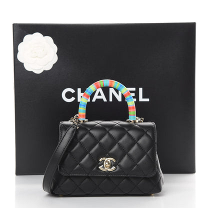 Chanel Goatskin Quilted Rainbow Extra Mini Coco Handle Flap Black 11 of 11