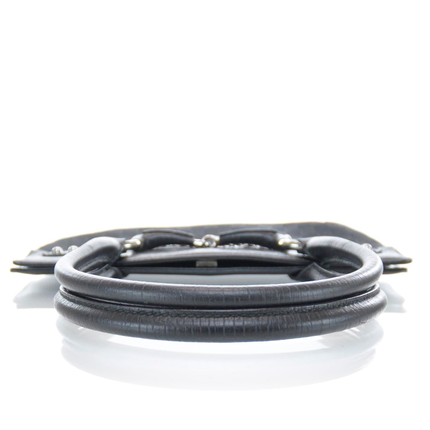 Gucci Monogram Horsebit Chain Shoulder Bag Black 4 of 9