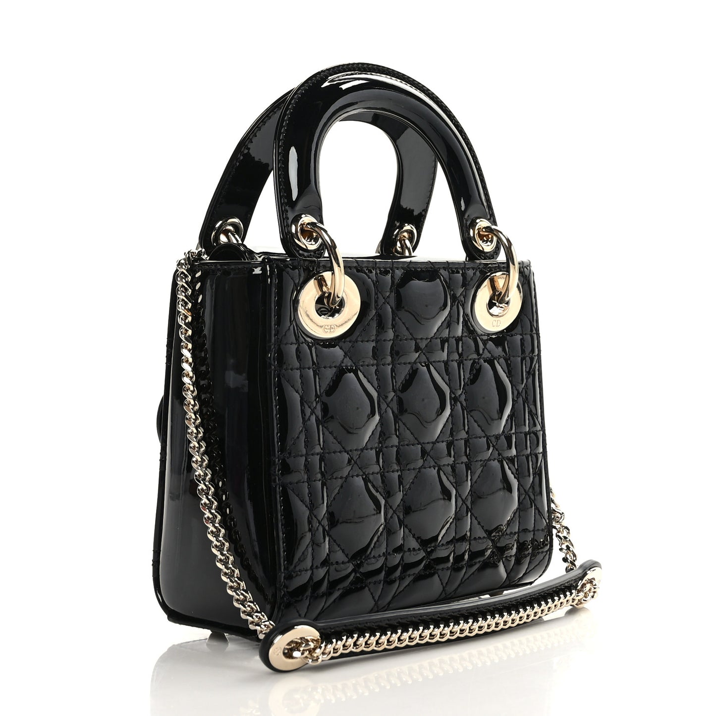 Patent Cannage Mini Lady Dior Black