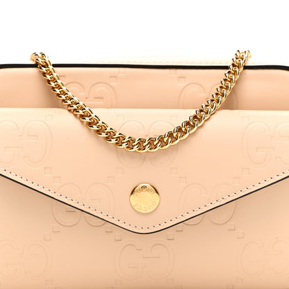 Gucci Calfskin GG Super Mini Debossed Chain Wallet Light Beige 8 of 10