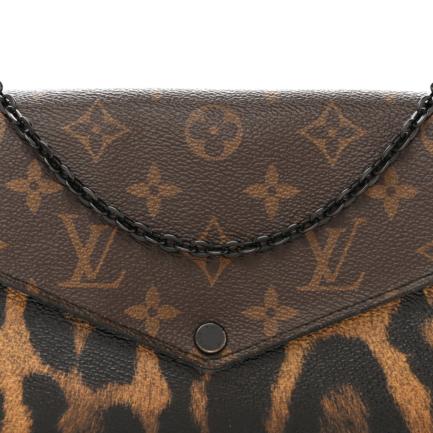 Monogram Animal Print Pochette Felicie Chain Wallet
