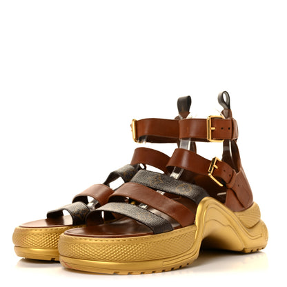 Louis Vuitton Calfskin Monogram LV Archlight Sandal 41 Gold 3 of 9