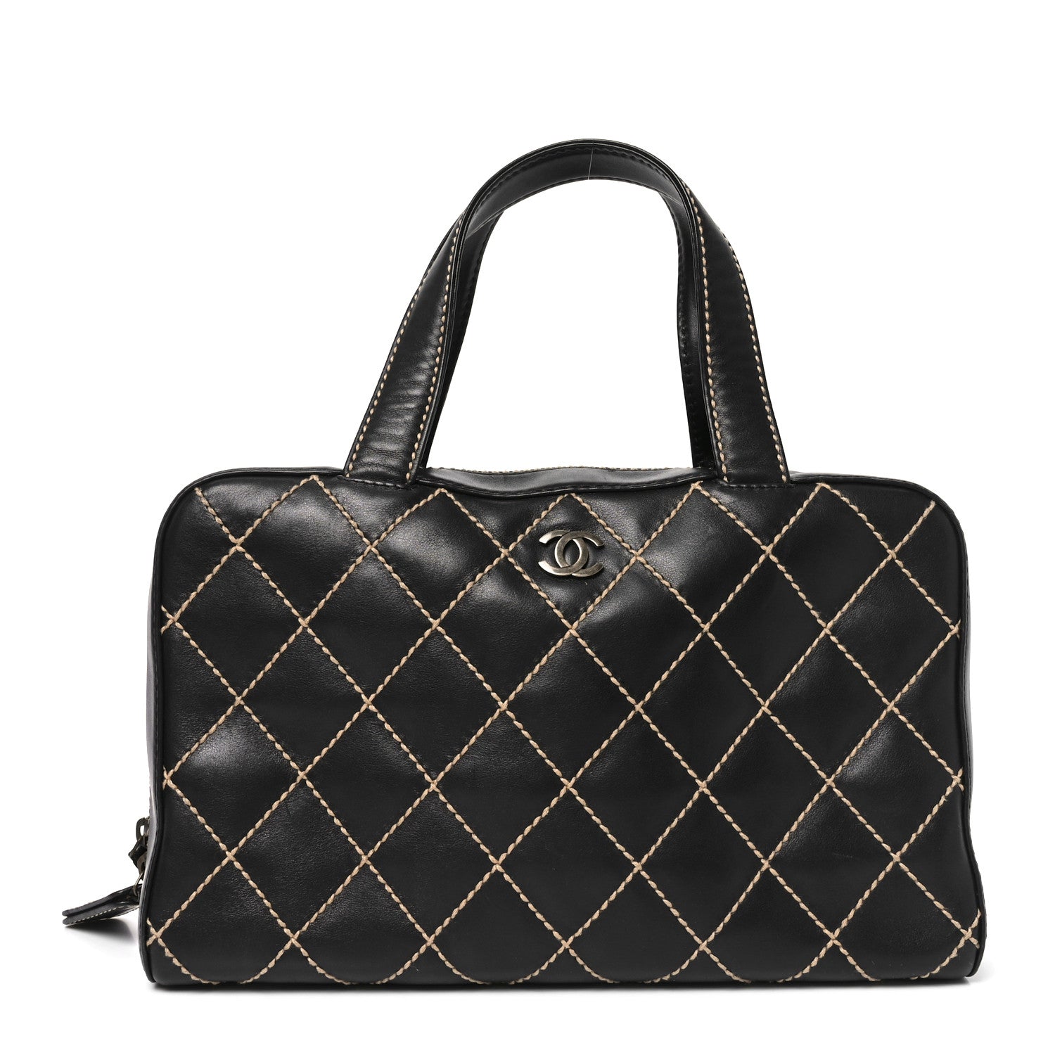 Chanel Calfskin Wild Stitch Top Handle Bag Black 1 of 10