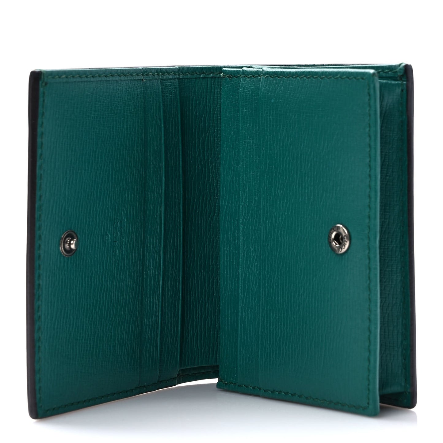 Shangai Calfskin Blooms Print Card Case Wallet Clear Bright Emerald Multicolor