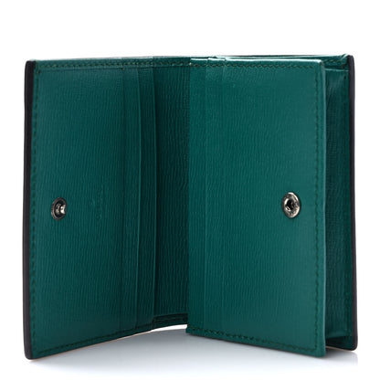 Gucci Shangai Calfskin Blooms Print Card Case Wallet Clear Bright Emerald Multicolor 5 of 7