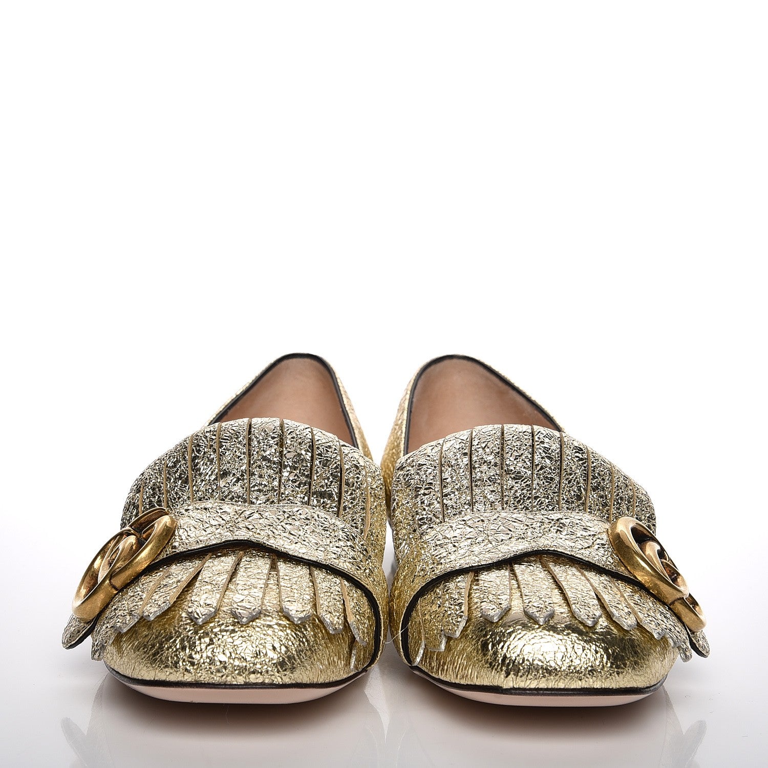 Gucci Galassia GG Marmont Fringe Flats 36.5 Platino 2 of 10