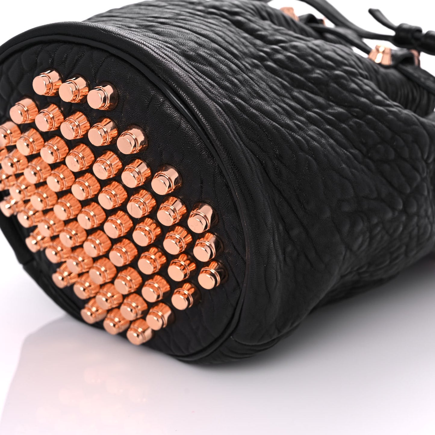 Pebbled Lambskin Diego Bucket Black Rose Gold Hardware