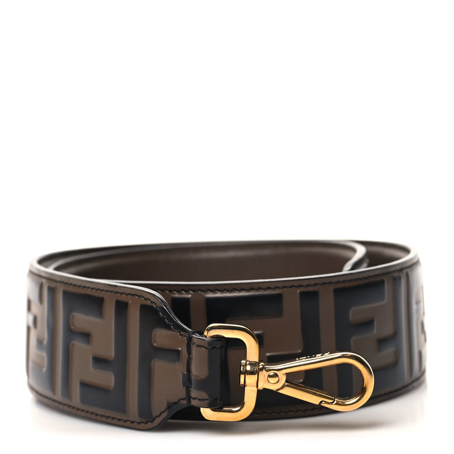 Fendi Vitello Century Bi-Color FF 1974 Embossed Strap You Maya Black 1 of 5
