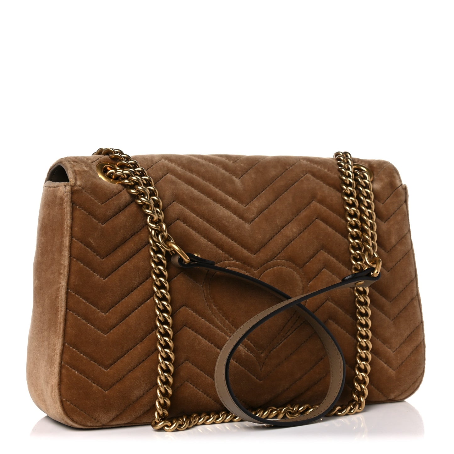 Velvet Matelasse Medium GG Marmont Shoulder Bag Taupe