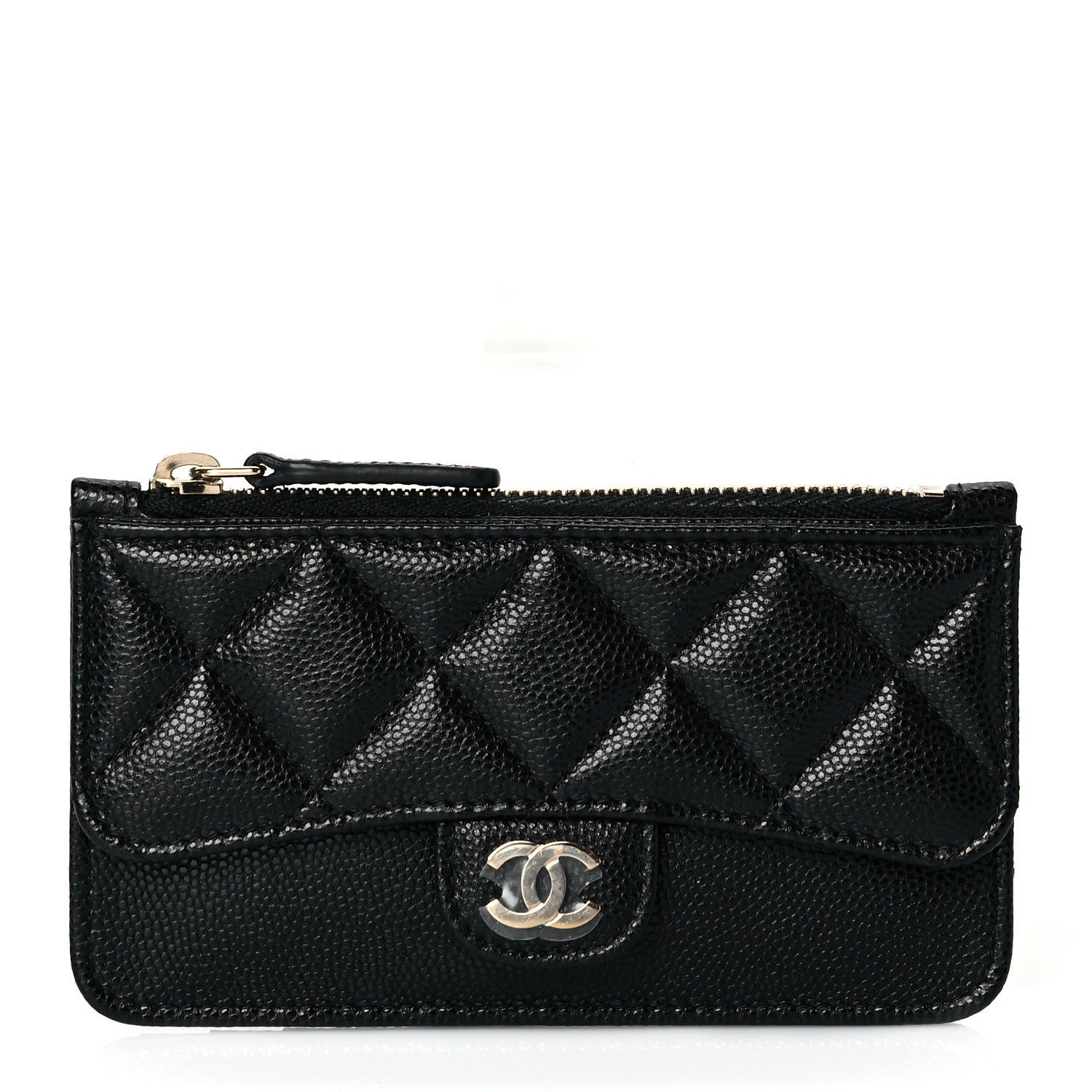 Chanel Caviar Quilted Flap Zip Card Holder Black 1 of 9