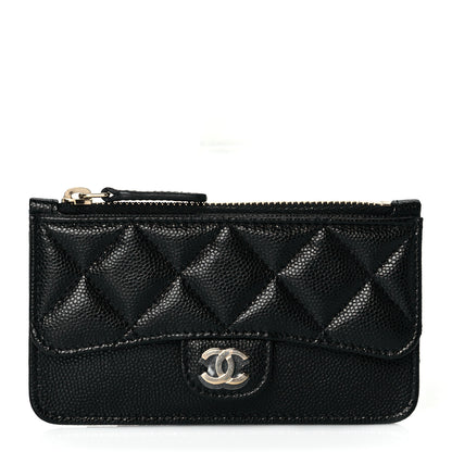 Chanel Caviar Quilted Flap Zip Card Holder Black 1 of 9