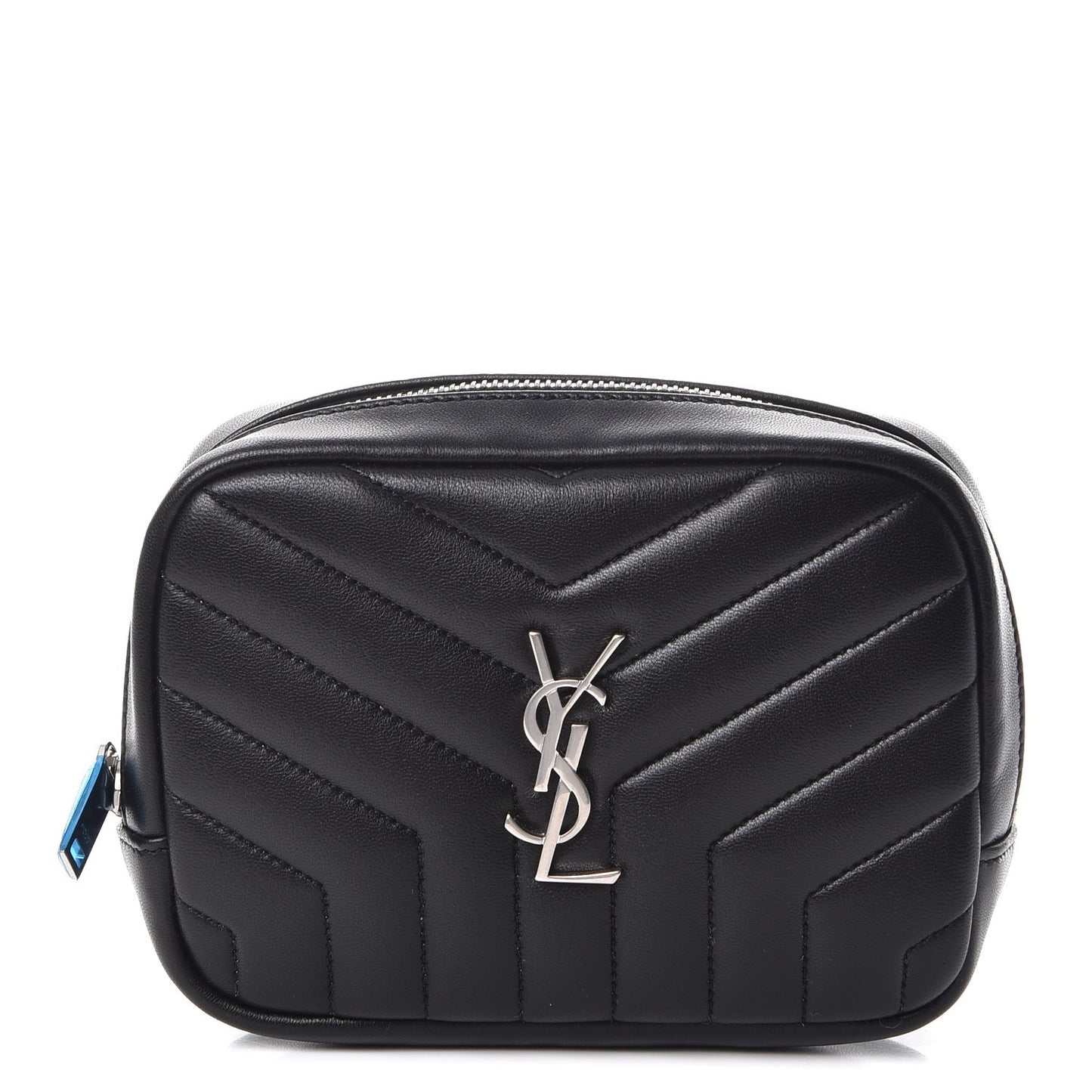 Lambskin Y Quilted Monogram Loulou Cosmetic Case Black
