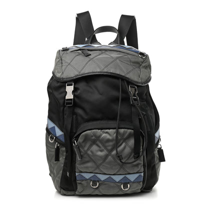 Prada Tessuto Nylon Impunturato Double Buckle Backpack Ardesia Black 1 of 9