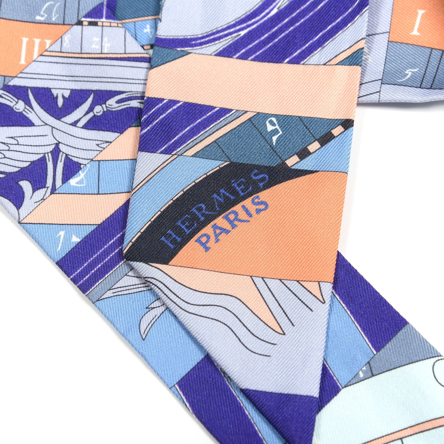 Hermes Silk Astrologie Nouvelle Twilly Ultraviolet Bleu Corail 3 of 5