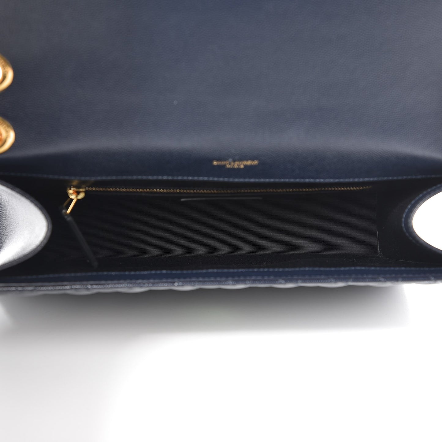 Grain De Poudre Mixed Matelasse Large Triquilt Monogram Satchel Deep Marine