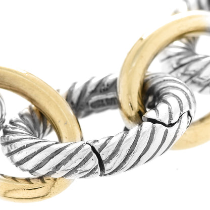 David Yurman Sterling Silver 18K Yellow Gold 17mm Extra Large Oval Link Bracelet 4 of 7