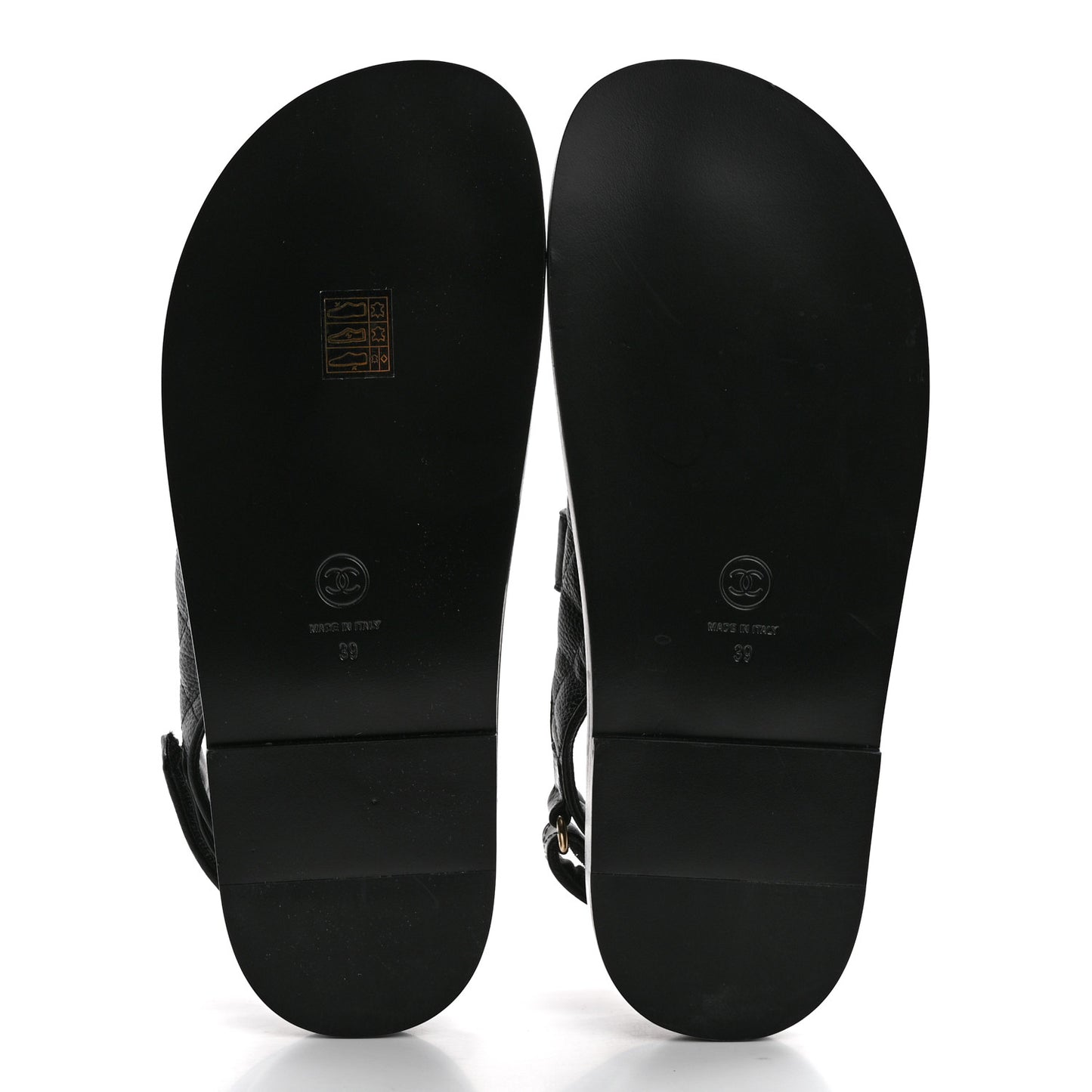 Grained Calfskin Velcro Dad Sandals 39 Black