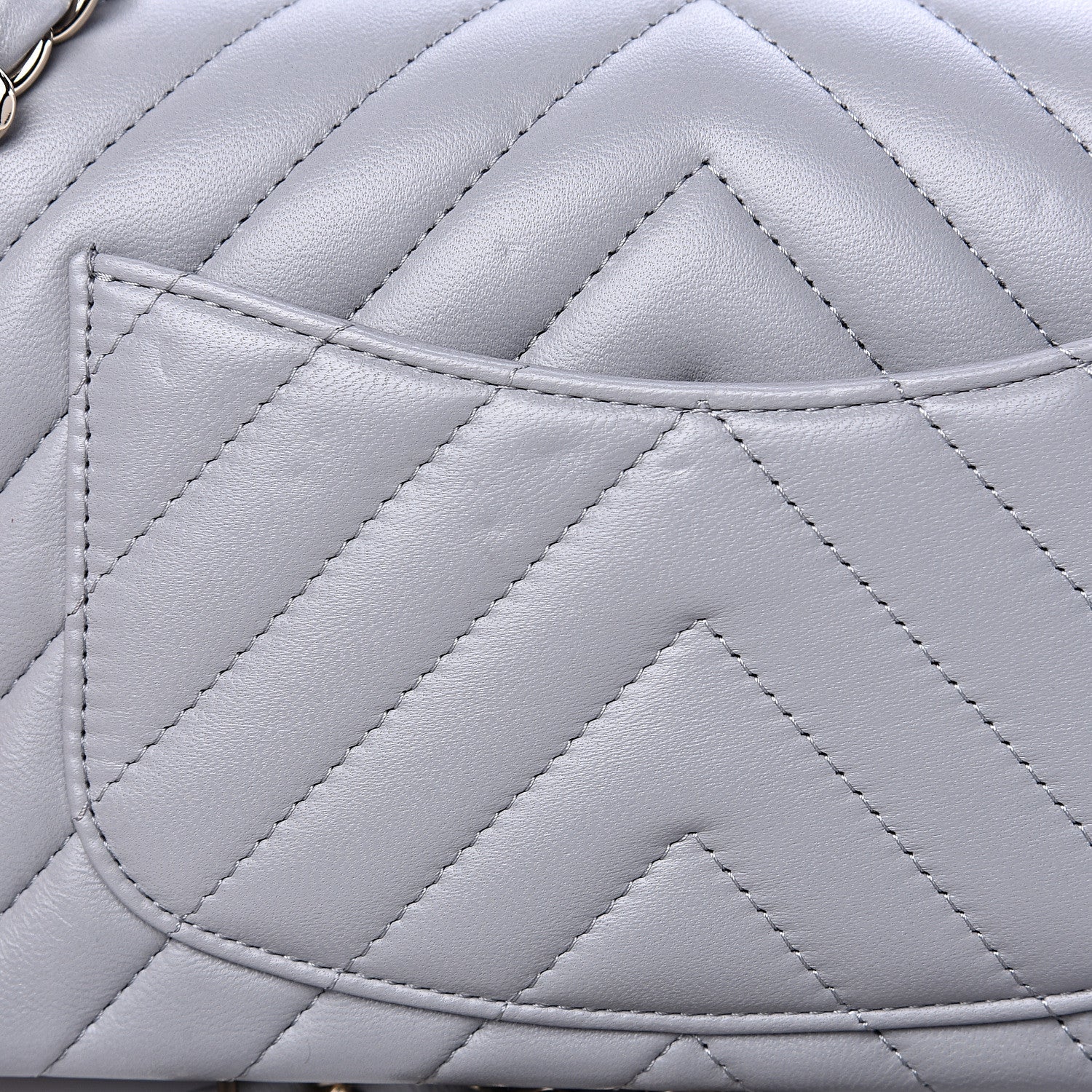 Chanel Lambskin Chevron Quilted Mini Rectangular Flap Grey 11 of 12