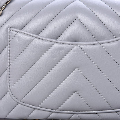 Chanel Lambskin Chevron Quilted Mini Rectangular Flap Grey 11 of 12