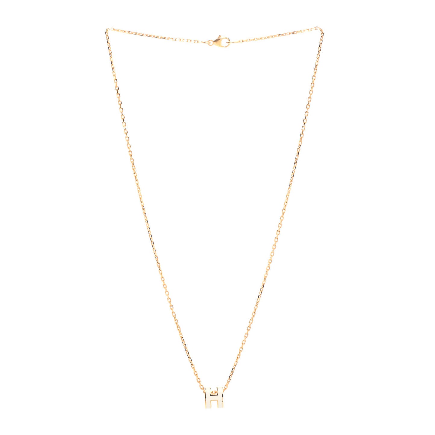 Lacquered Gold Mini Pop H Pendant Necklace White