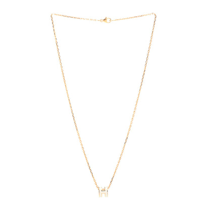 Hermes Lacquered Gold Mini Pop H Pendant Necklace White 3 of 5